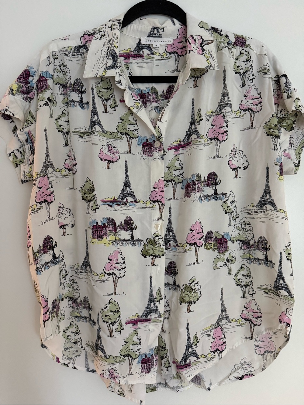 White Printed Top with Black and Purple Sketch Print